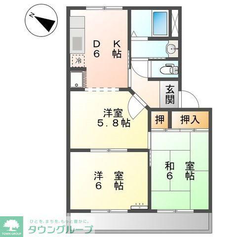 ルミナス田口(3DK/1階)の間取り写真