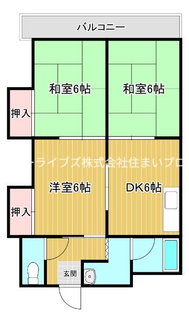 ローズハイツ(3DK/3階)の間取り写真