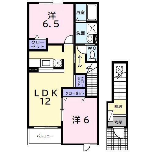 ハイツクレイン(2LDK/2階)の間取り写真