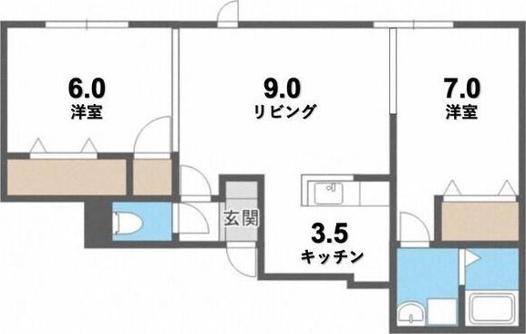オリエンス38(2LDK/1階)の間取り写真