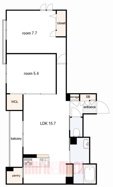 シャーメゾングラン茶屋之町(2LDK/3階)の間取り写真