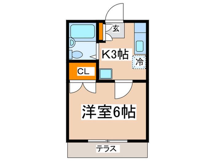 マイハウス多摩2号棟(1K/1階)の間取り写真
