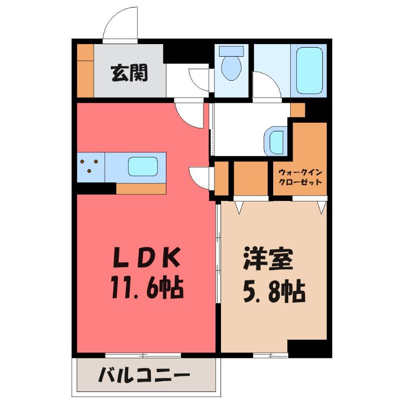 JESMAISON(1LDK/2階)の間取り写真