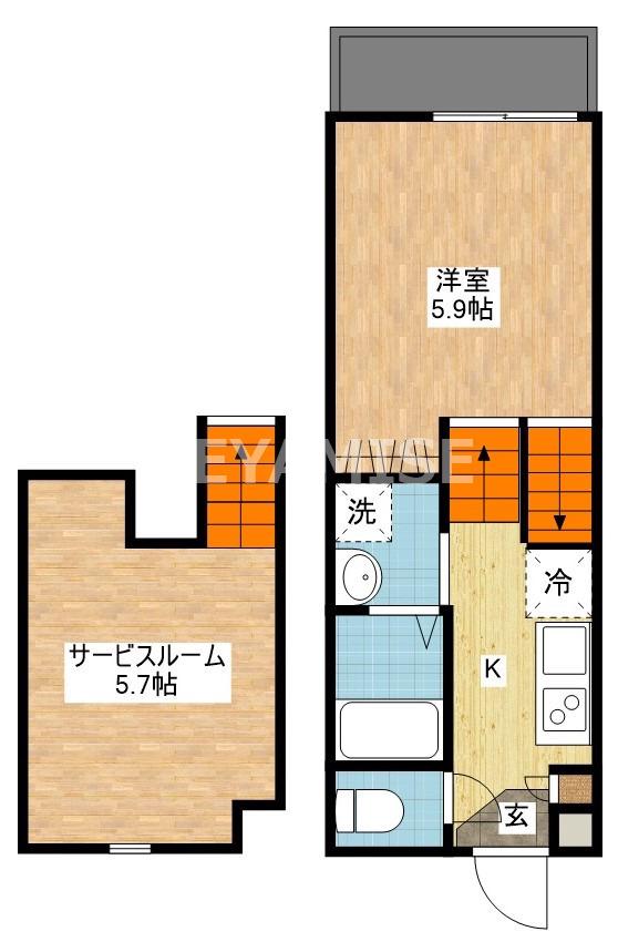 タンドレス多良見(1SK/1階)の間取り写真
