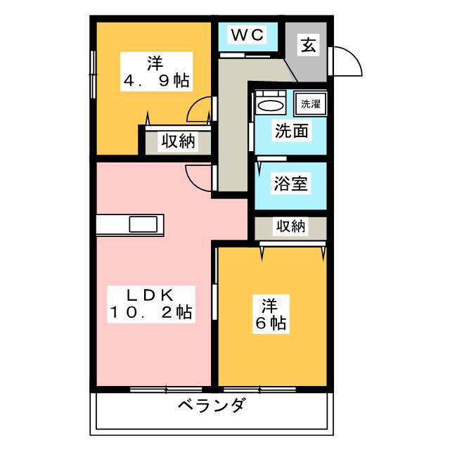 メゾン樹(2LDK/2階)の間取り写真