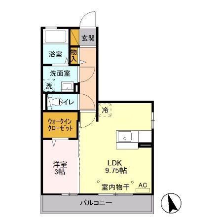 プティール III(1LDK/3階)の間取り写真