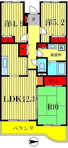 メゾン・ド・ベール早稲田III(3LDK/3階)の間取り写真