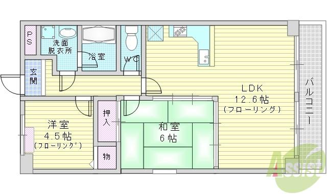 ボンヌ愛(2LDK/1階)の間取り写真