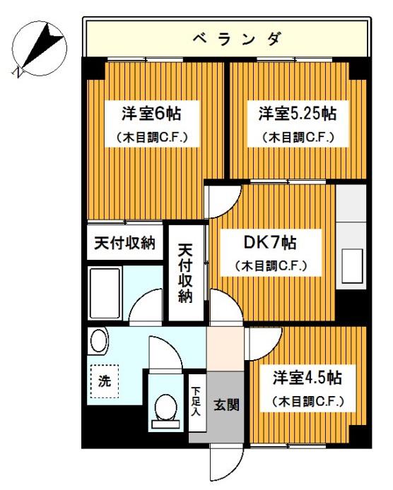 パシフィック横浜(3DK/2階)の間取り写真