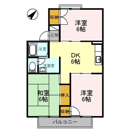 セジュールYA(2LDK/2階)の間取り写真