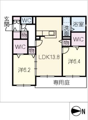ソレーユIII(2LDK/1階)の間取り写真