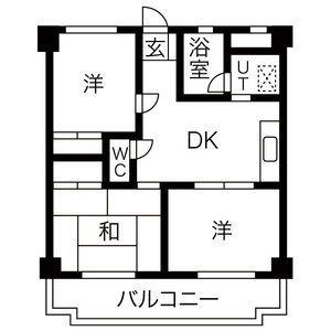 ブラザービル高畑(3DK/4階)の間取り写真