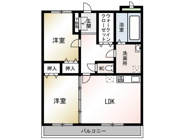 フルパレスII(2LDK/3階)の間取り写真