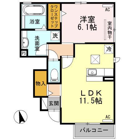 アンフィニ エイト(1LDK/1階)の間取り写真
