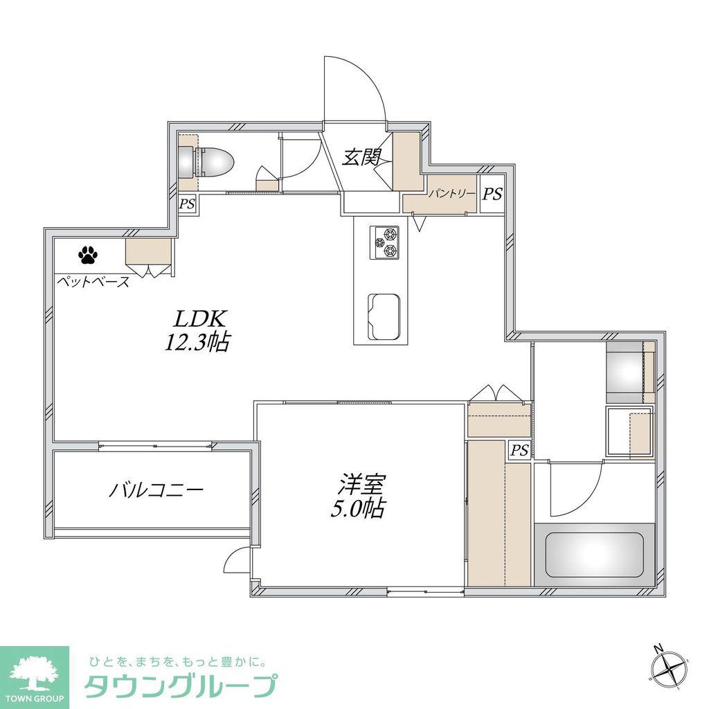 LARGO UNOMORI(1LDK/3階)の間取り写真