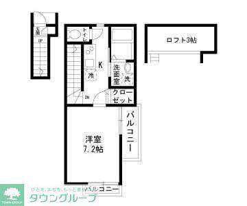 ベルジェ白鷺(1K/2階)の間取り写真