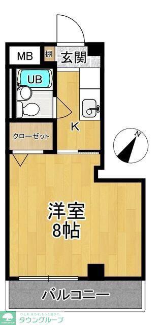 スカイタウン狭山台(1K/2階)の間取り写真