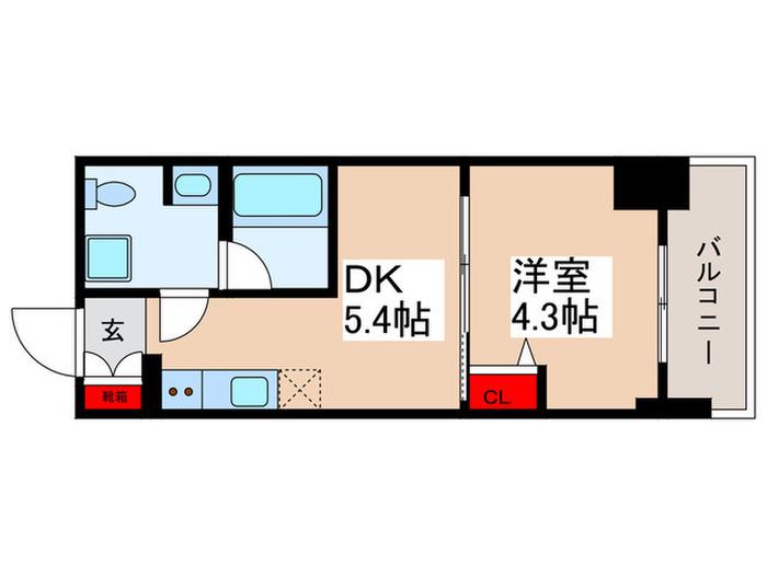 プライマル西大島駅前(1DK/2階)の間取り写真