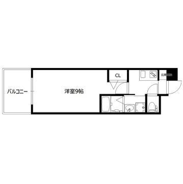 パルティール浅間町(1K/8階)の間取り写真