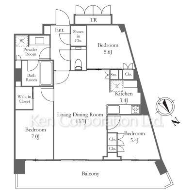 JIYUGAOKA MUSE SQUARE THE RESIDENCE(3LDK/13階)の間取り写真