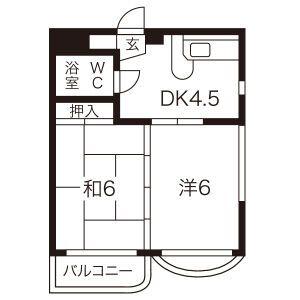 プレスイン明治(2DK/3階)の間取り写真