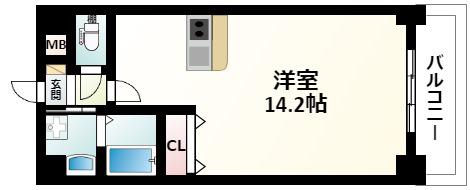 グレンパーク江坂II(ワンルーム/9階)の間取り写真