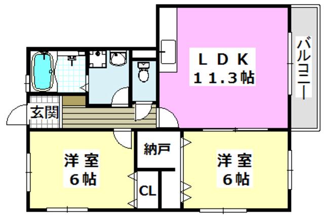 パル・モア茨木(2LDK/1階)の間取り写真