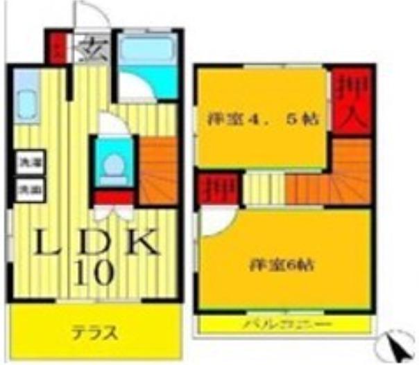 グリーンテラス下田(2LDK/1階)の間取り写真