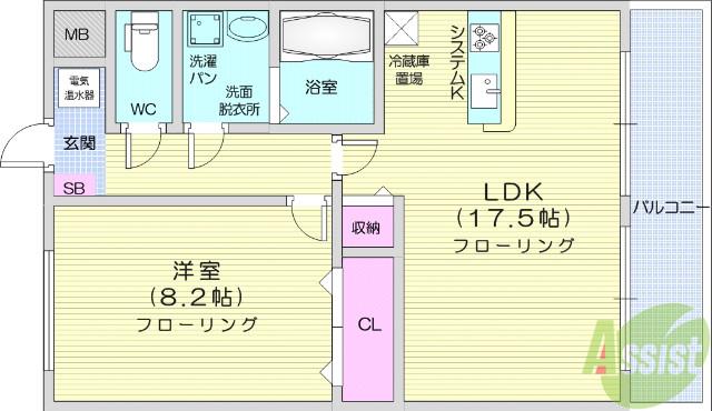 ボヌールヴィル国見A棟(1LDK/3階)の間取り写真
