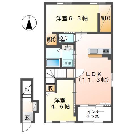 リーリエ(2LDK/2階)の間取り写真