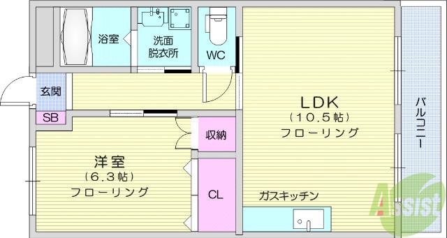 フォレスト壱番館(1LDK/2階)の間取り写真