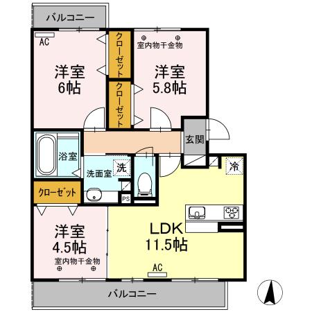 ROYAL WINS(3LDK/2階)の間取り写真
