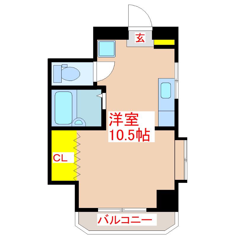 コーポフレスコ(ワンルーム/2階)の間取り写真