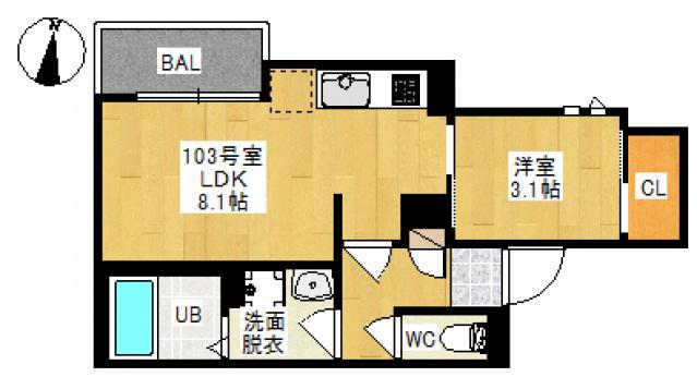 GRANDTIC 平井(1LDK/1階)の間取り写真