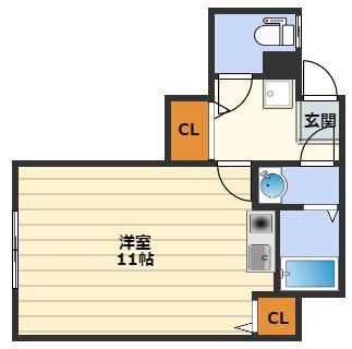 本庄ハイツ(ワンルーム/3階)の間取り写真