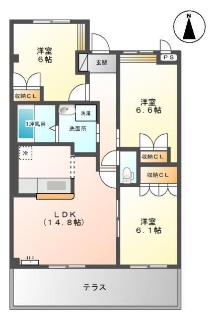 S&K大門(3LDK/1階)の間取り写真