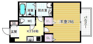 アリビオ都島(1K/5階)の間取り写真