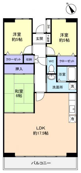 エスポワール八千代(3LDK/1階)の間取り写真