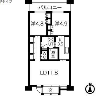 シティコート目黒(2LDK/3階)の間取り写真