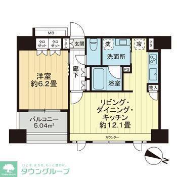 アイディーコート日本橋浜町(1LDK/2階)の間取り写真