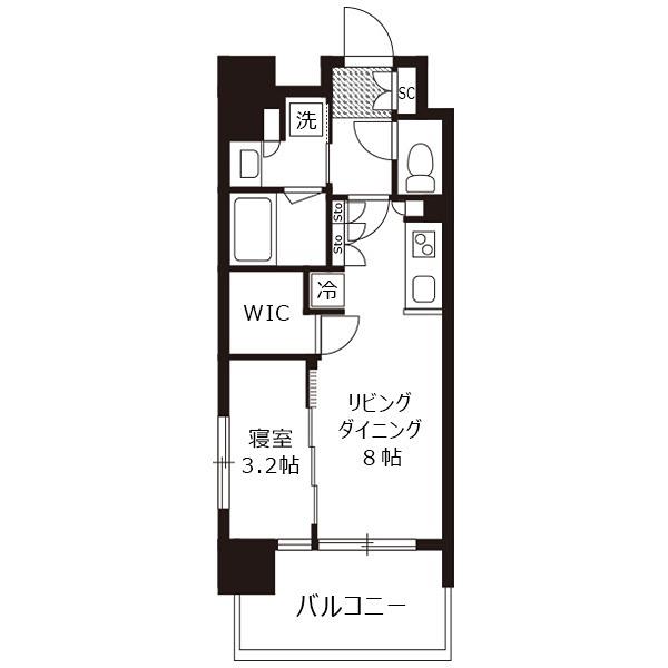 コンフォリア・リヴ江坂江の木町Q(1LDK/8階)の間取り写真