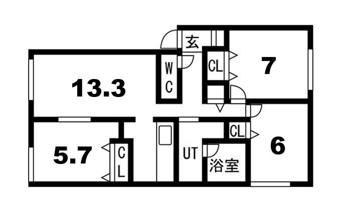 なごみハウス新富II(3LDK/2階)の間取り写真