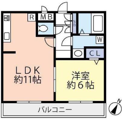 グランヴァン西馬込IV(1LDK/5階)の間取り写真