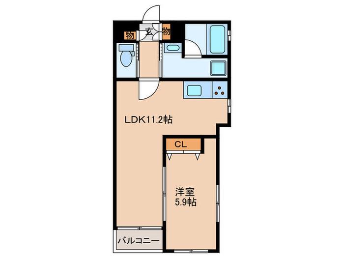 ALATO祐天寺(1LDK/1階)の間取り写真