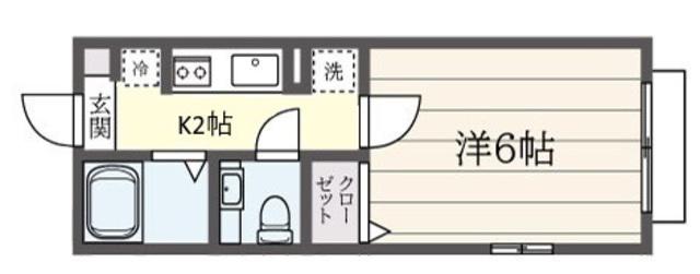 ローズコート祐天寺(1K/1階)の間取り写真