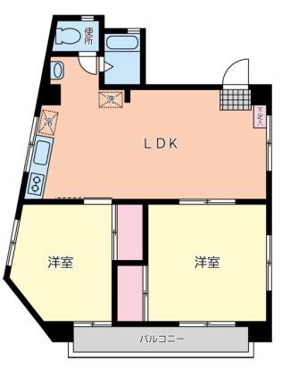 栄光ビル(2LDK/3階)の間取り写真