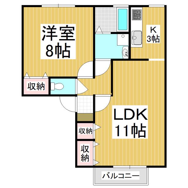 グリーンゲイブルズA(1LDK/2階)の間取り写真