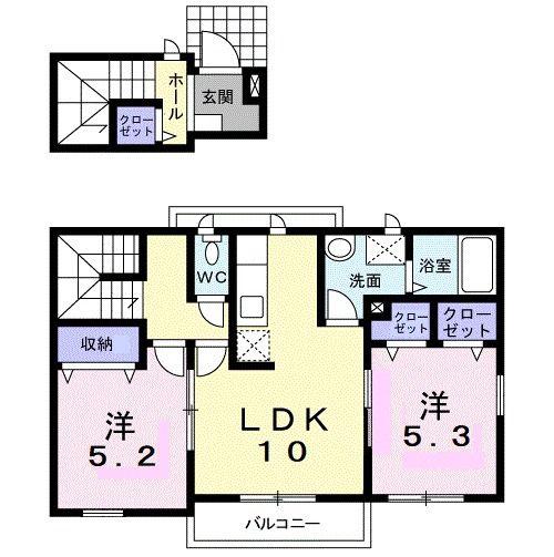 サン・ガーデンB(2LDK/2階)の間取り写真
