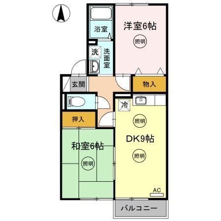 サンハイツ大麻A棟(2DK/2階)の間取り写真