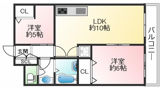 プリオーレ神戸(2LDK/7階)の間取り写真